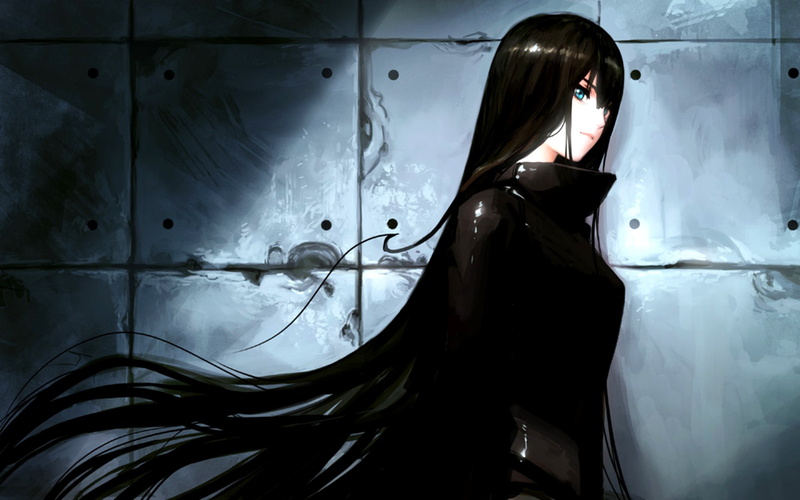 clothing, adult, fashion, illuminated, indoors, beautiful woman, original characters, character, young adult, anime, dark, black, real people
