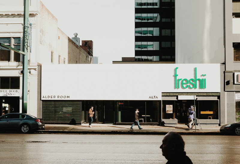 editorial, 4K, text, building, travel Locations, beside, building Exterior, day, outdoors, Context, motor vehicle, sedan, city Life, freshii, street, store
