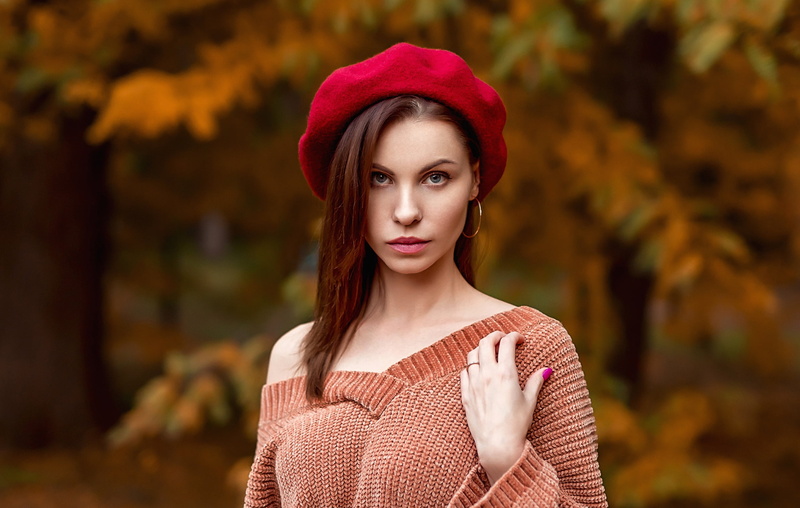 portrait, hairstyle, makeup, autumn, model, Georgy Dyakov, takes, 1080P, beauty, brown hair, trees, look, nature, Park, pose, A Diakov George, background