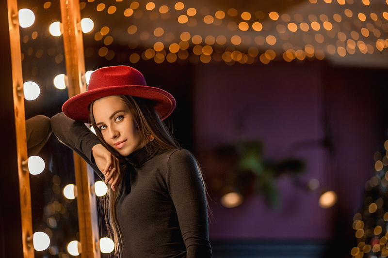 model, 1080P, face, women, Georgy Dyakov, hat, women indoors