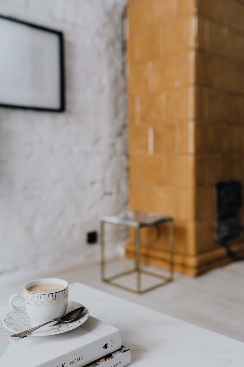 design, marble, tea cup, coffee cup, drink, scandi, saucer, food and drink, modern, interior, 5K, table, cup, white walls, chair, living room, built structure