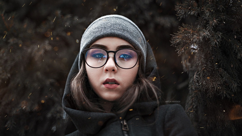 1080P, portrait, Elena Borisova, glasses, women with glasses, Fotoshi Toshi, hoods, women