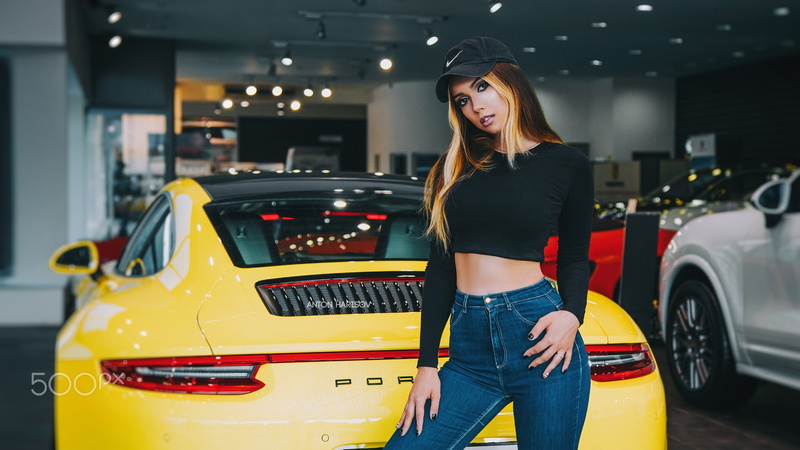 women, Fotoshi Toshi, 1080P, blonde, Maria Vasilieva, portrait, car