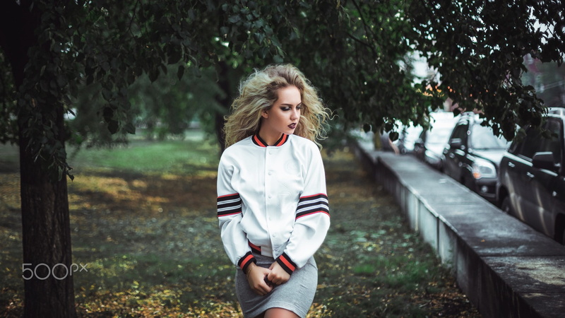 women, blonde, Fotoshi Toshi, skirt, closed eyes, Lerochka Polovinchik, sweater, 1080P, 500px, women outdoors, portrait, looking away
