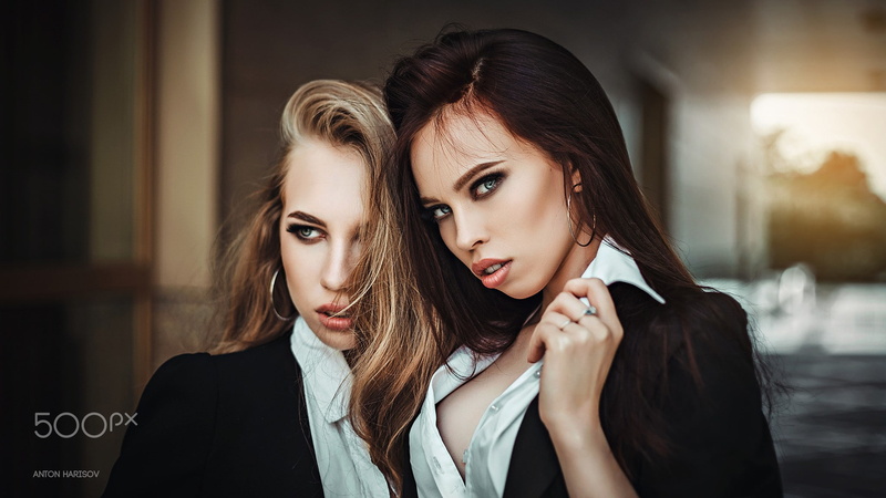 portrait, hair, brown hair, beautiful people, Fotoshi Toshi, 1080P, brunette, young women, Inna Jazova, beautiful woman, adult, two people, togetherness