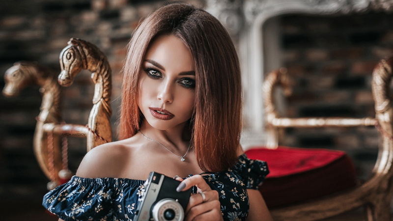 model, women indoors, camera, Anton Harisov, women, portrait, 1080P