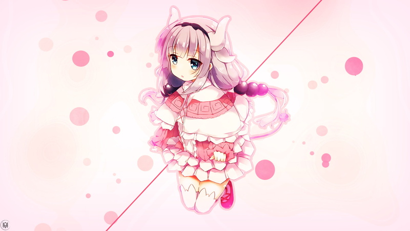 lines, Kobayashi-san Chi no Maid Dragon, 1080P, thigh-highs, Kanna Kamui (Kobayashi-san Chi no Maid Dragon), bubbles
