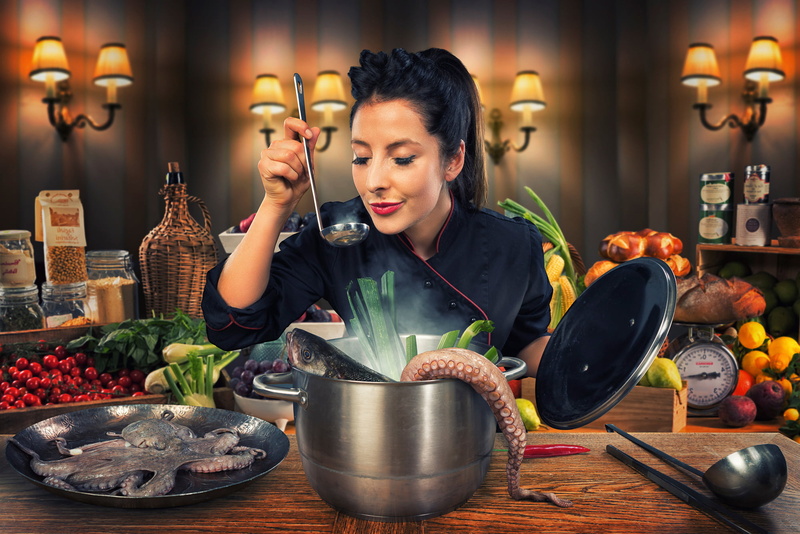 lifestyles, container, cooking, vegetable, surplice, restaurant, freshness, fish, crockery, kitchen, domestic Kitchen, top, business, one Person, eating