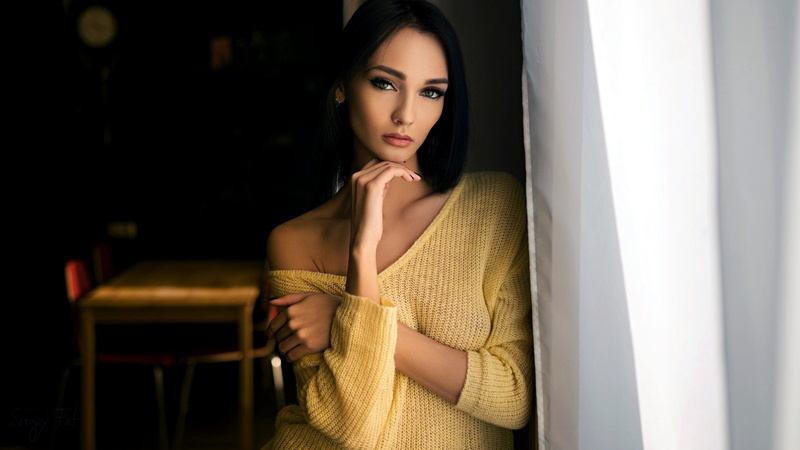 beautiful people, contemplation, adult, Sergey Zhirnov, looking at viewer, young women, face, one person, Sergey Fat, clothing, indoors, straight hair