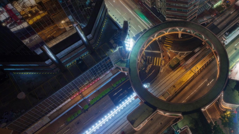 no people, skyscraper, built structure, illuminated, chai, cityscape, china, bing, building, high angle view, transportation, night, deskto, wan, distorted image