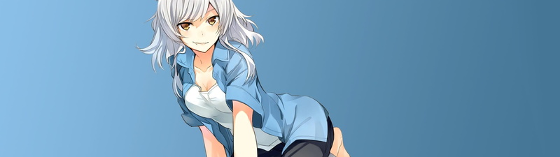 shirt, clothing, adult, character, low angle view, collared, sport, sunny, copy space, anime girls, Hanekawa Tsubasa, anime, one person, Monogatari Series