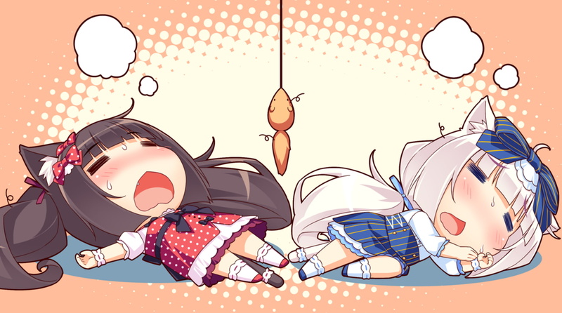Vanilla (Neko Para), 720P, anime girls, tail, nekomimi, Chocolat (Neko Para), Neko Para, chibi