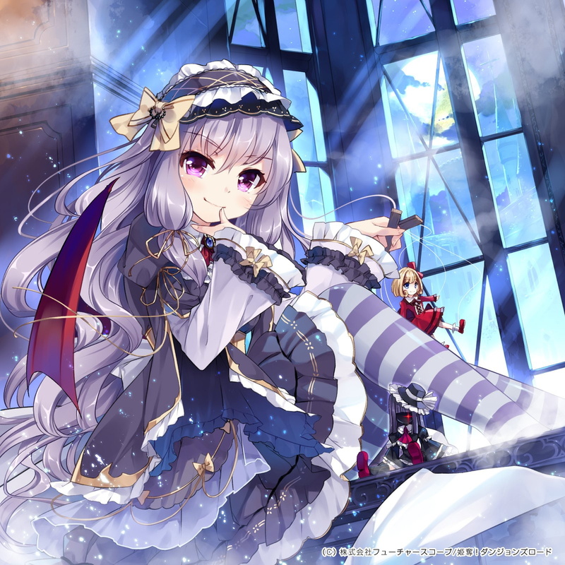 load, dungeons, beritonetto, hime, night, datsu, legwear, 720P, frill, striped, sleeves, sky