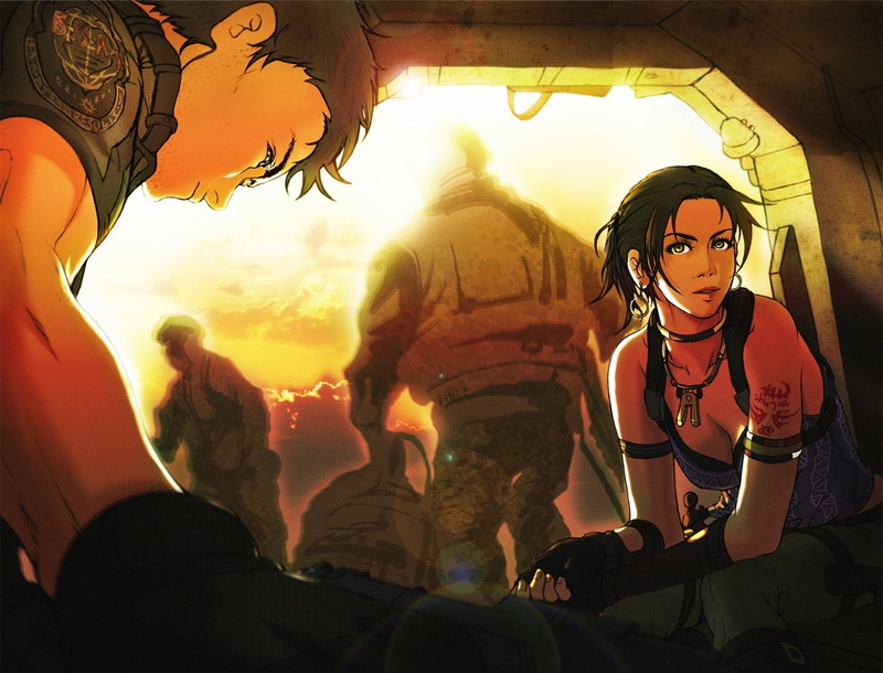 Africa, scorching, heat, art, hd, Chris, survivor horror, the sun, 720P, Resident Evil, small, heroes, anime, Sheva, war, break