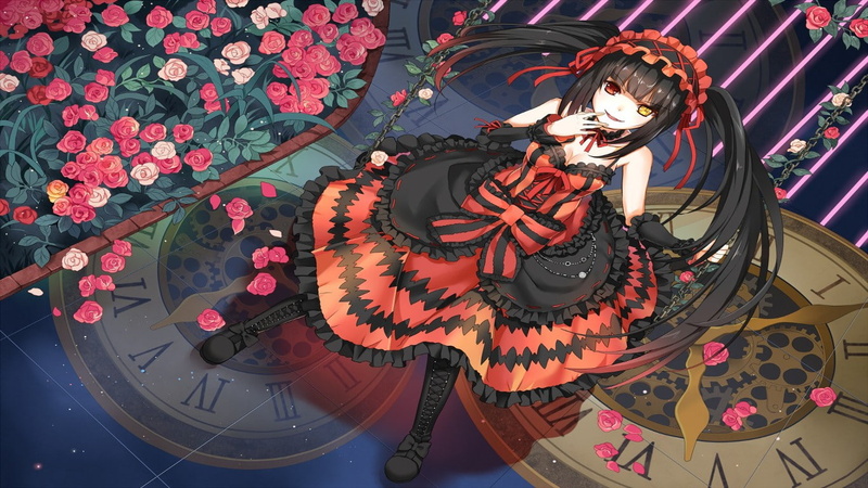 720P, Tokisaki Kurumi, twintails, boots, ribbon, anime, headband, anime girls, Date A Live, heterochromia