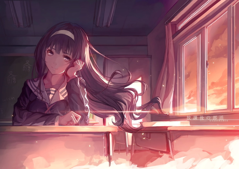 long hair, school, 720P, anime girls, window, Saenai Heroine no Sodatekata, Kasumigaoka Utaha, anime