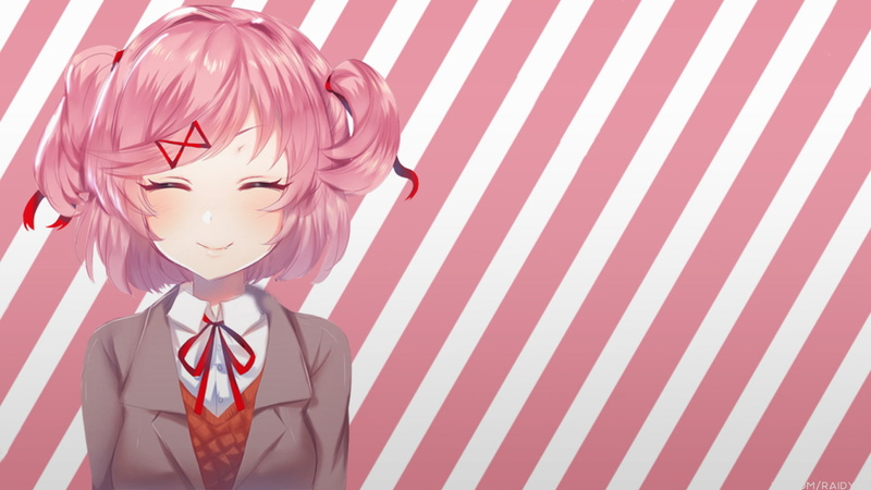 picture-in-picture, 1080P, Natsuki (Doki Doki Literature Club), anime girls, Doki Doki Literature Club, anime