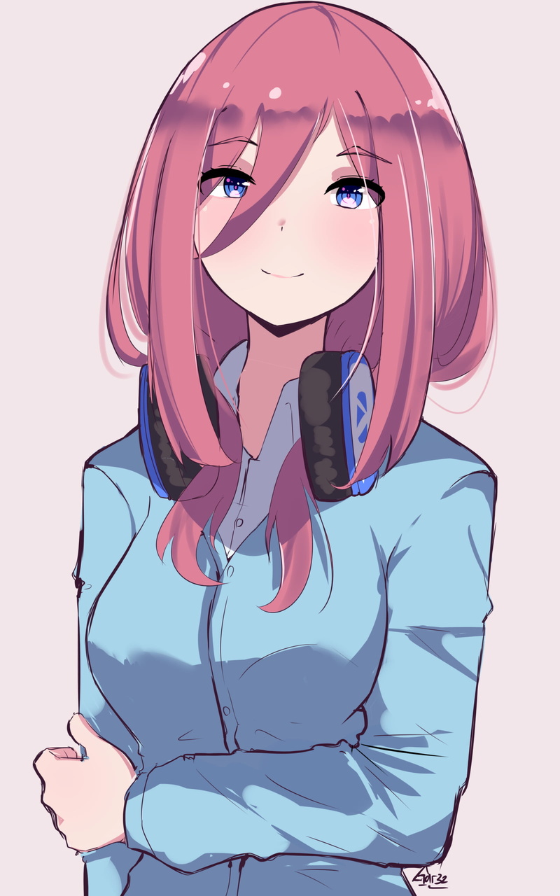 2K, headphones, long hair, Nakano Miku, redhead, anime, 5-toubun no Hanayome, anime girls