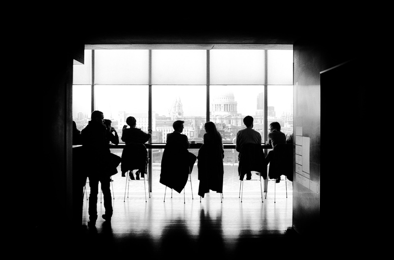 group of people, leisure activity, day, conference, built structure, standing, business, women, meeting, lifestyles, silhouettes, corporate, silhouette