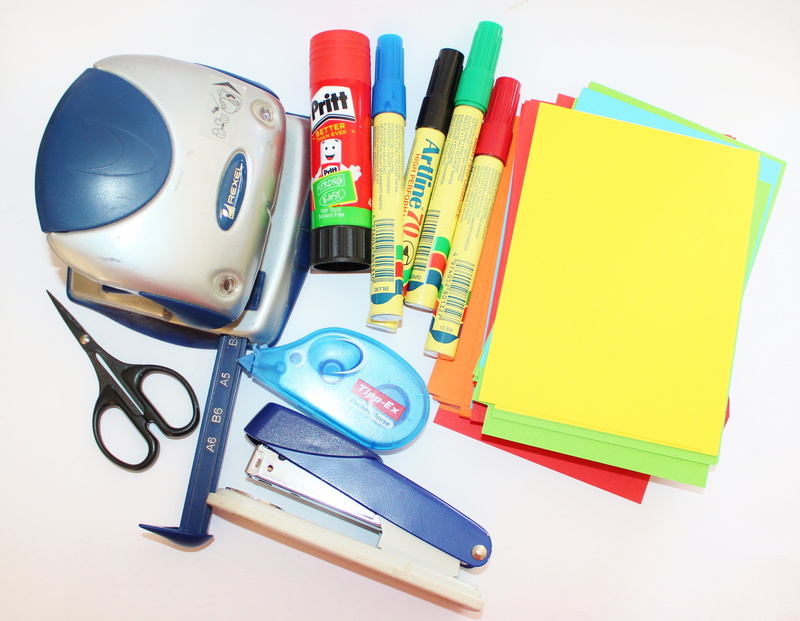 studio shot, pen, scissor, publication, indoors, multi colored, still life, 2K, paper, desk, puncher, education, ruler, stapler, correction tape, office