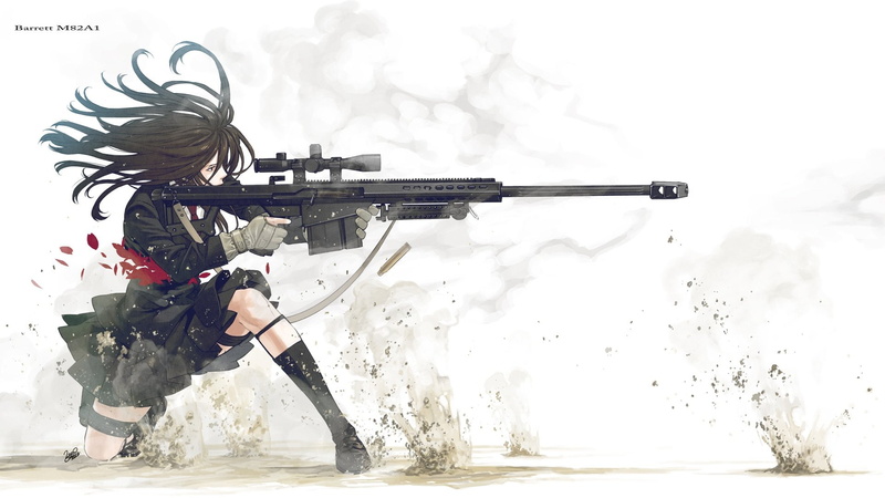 background, characters, 1080P, simple, original, anime, kozaki, uniforms, school, girls, guns, yusuke