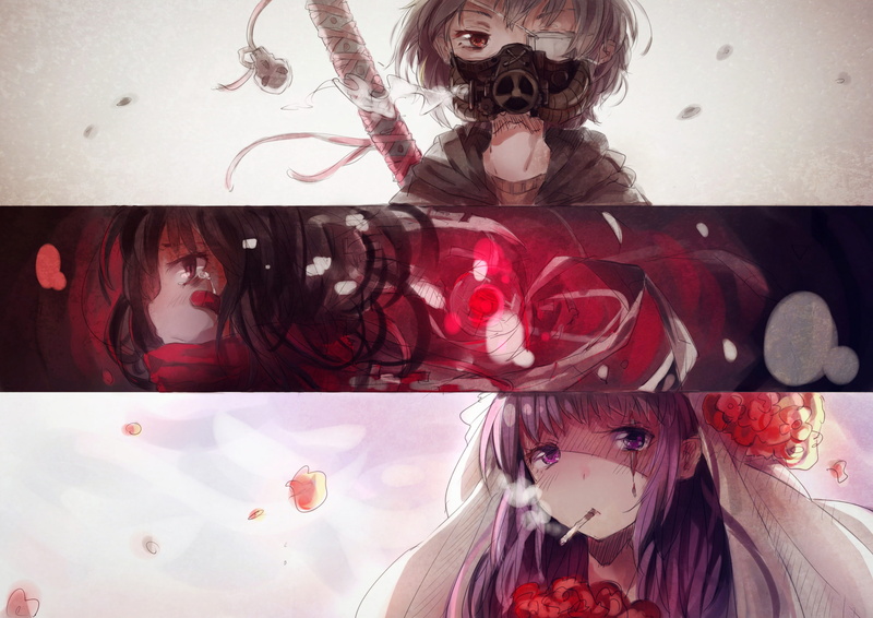 eyepatch, yan m82a1, original, hei, smoking, 2K, tears, cigarette