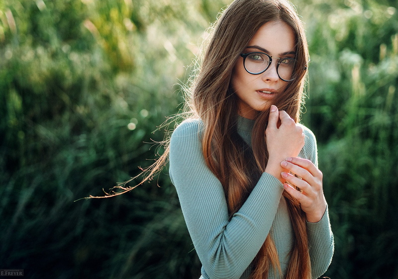young women, Katya, hair, women with glasses, young adult, beautiful woman, 500px, portrait, brown hair, 1080P, adult, Evgeny Freyer, one person, beauty