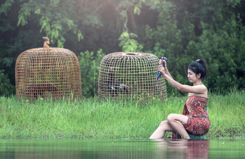 women outdoors, women, childhood, dress, portrait, real people, sitting, adult, clothing, tree, nature, fashion, outdoors, beauty, plant, Thailand, child