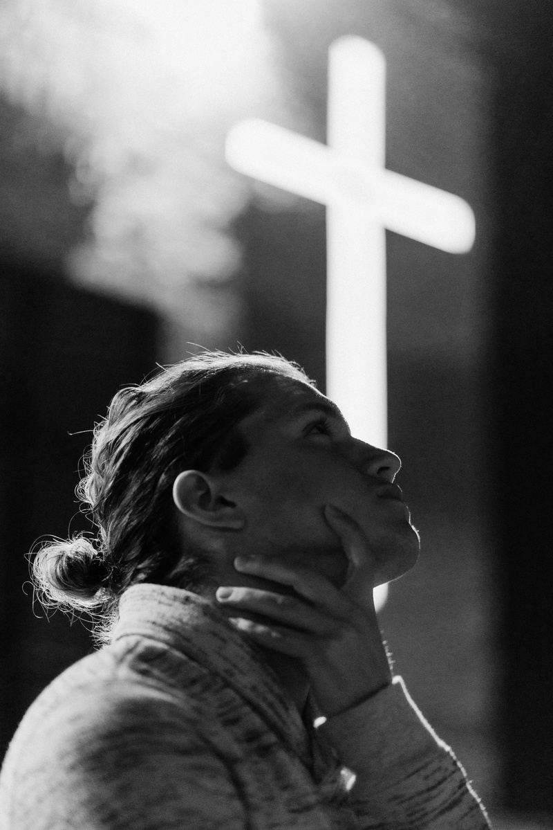 mid adult, posing, belief, hairstyle, women, spirituality, man bun, religion, adult, white, young adult, woman, looking up, near, neck, one person, 8K
