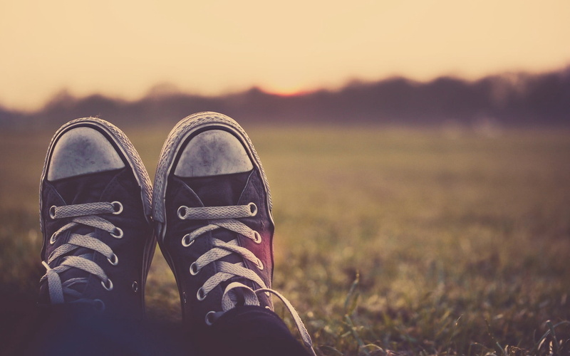shoe, leisure activity, hiking, shoelace, sports Shoe, land, black Color, real people, one person, sneakers, blue, sunset, fashion, nature, black, sky