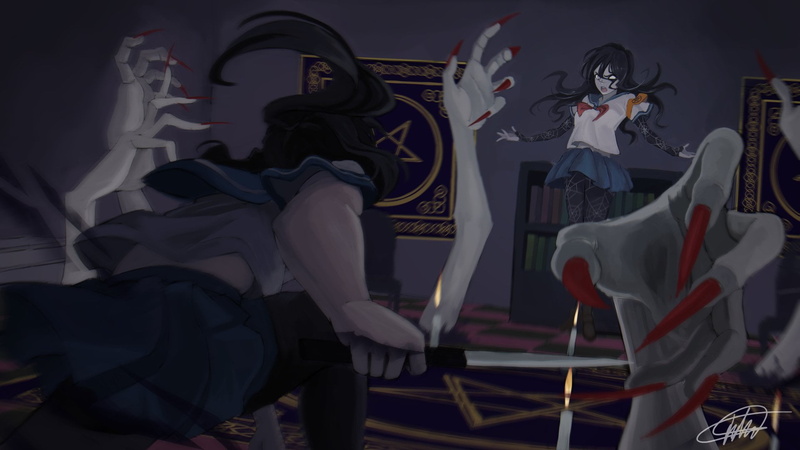 Yandere, lifestyles, art and craft, 1080P, women, human representation, casual clothing, indoors, representation, leisure activity, seat, people, female likeness
