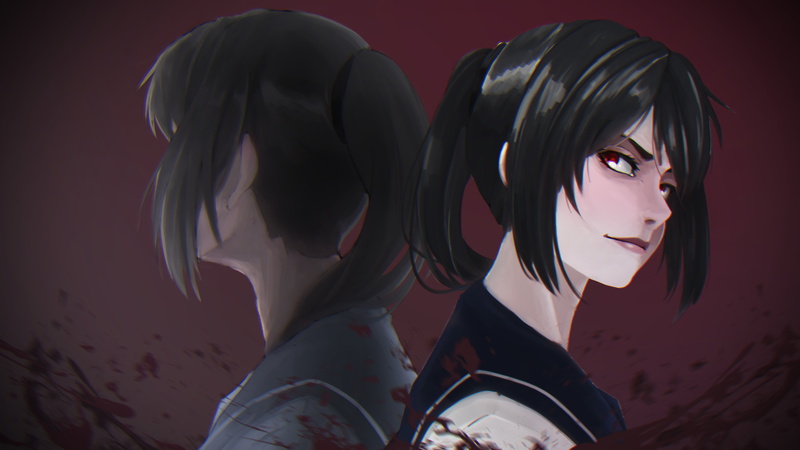 5K, Yandere-chan, underwater, rose, original characters, bubbles, Yandere Simulator
