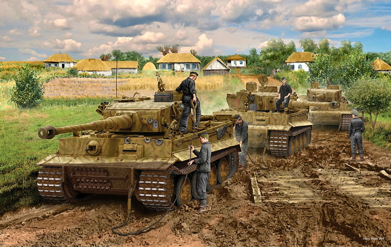 Panzerwaffe, The cable, Hut, Tankers, Tiger I, Shrub, Trees, 1080P