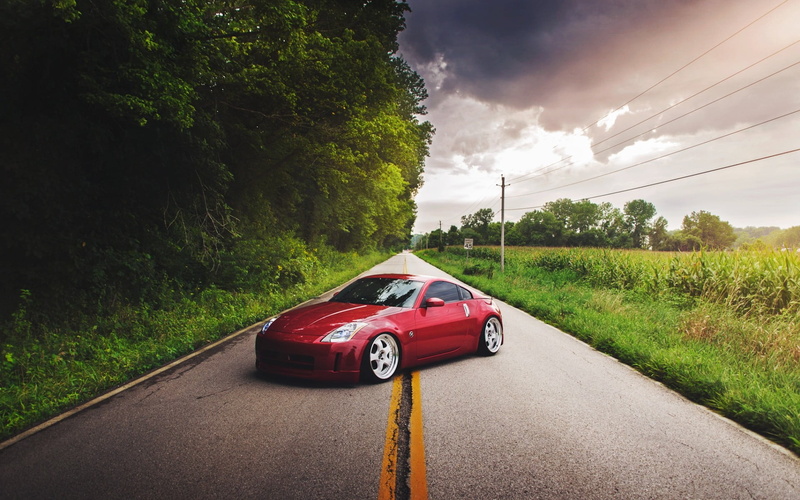 green color, growth, no people, day, sky, red, mode of transportation, 1080P, car, land vehicle, transportation, road, land, z, motor vehicle, nature