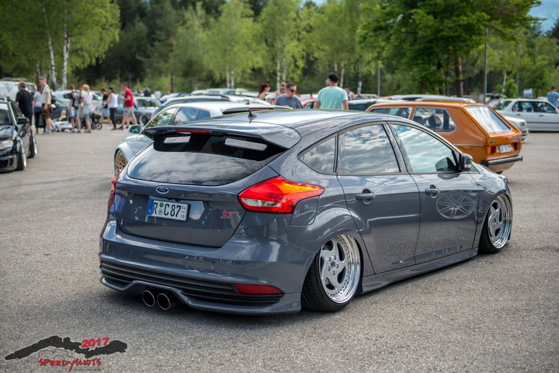 Ford Focus ST, people, land vehicle, group of people, car, tuning, real people, plant, motor vehicle, group, transportation, city, day, street, mode of transportation