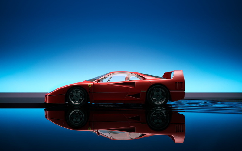 car, Ferrari F40, reflection, Ferrari, 1080P, vehicle