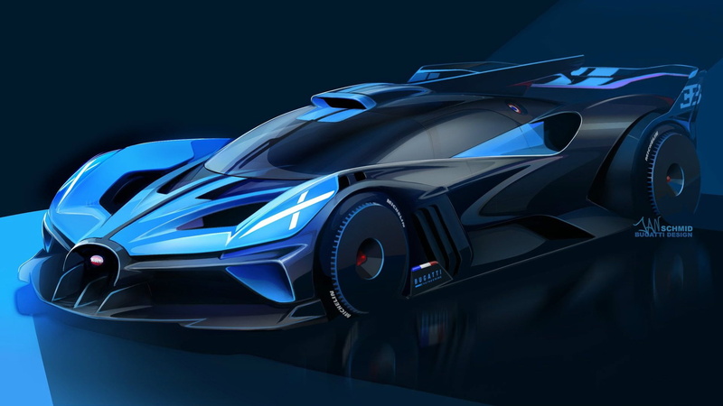 concept car, 1080P, Bugatti Bolide, car, Bugatti, supercars, car spoiler, blue cars