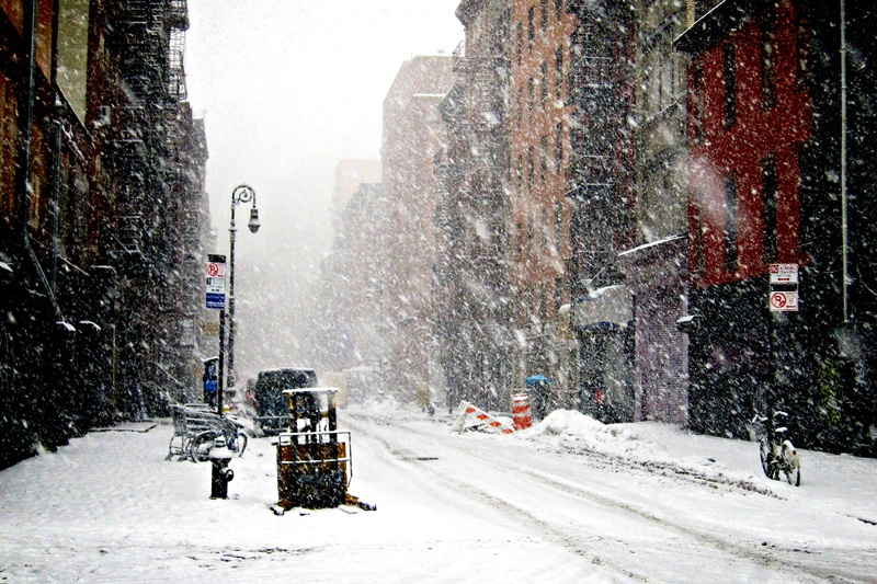 cold temperature, frost, cold - Temperature, city, street, building exterior, post, snowfall, city Life, 2K, New-york under snow, car, traffic, New York