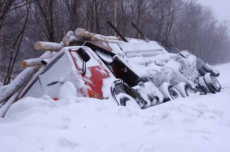 the roads, slippery, land, heavy machinery, drop, 1080P, snowdrifts, no people, field, bare tree, cold temperature, road, day, tranquility, ditch, nature