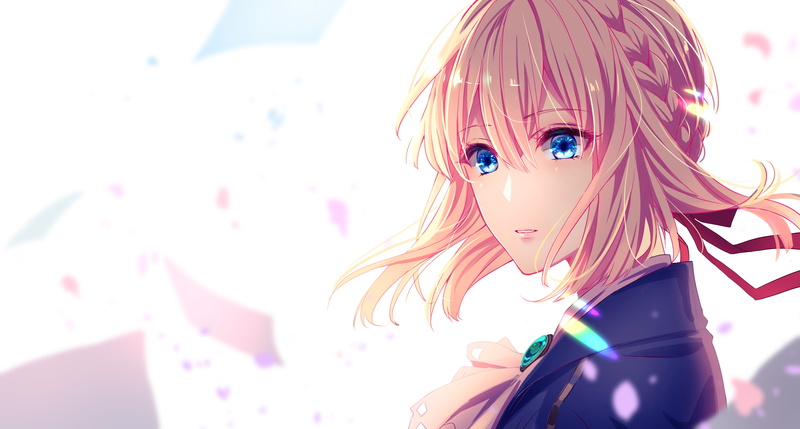 Blue Eyes, Girl, Blonde, Anime, Violet Evergarden (Character), Violet Evergarden, 4K