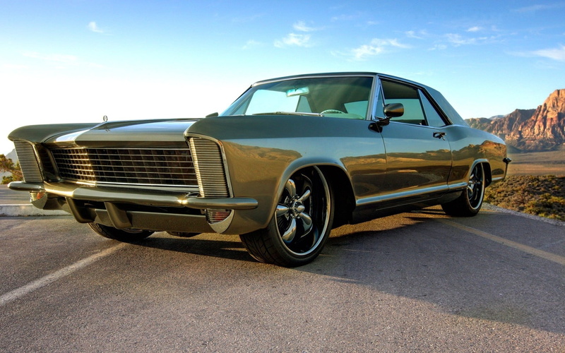 Buick, muscle, vintage car, no people, classic, nature, 1080P, retro styled, outdoors, sky, parking, sunlight, motor vehicle, gray, street, road, city