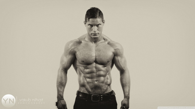 men, Tavi Castro, 1080P, male models, fitness model, looking at viewer, simple background, steroids, muscles