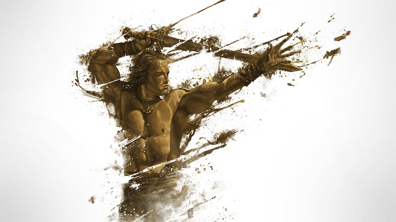 digital art, vector, Conan The Barbarian, White Background, Shirtless, 4K, Arnold Schwarzenegger, fantasy Art, sword