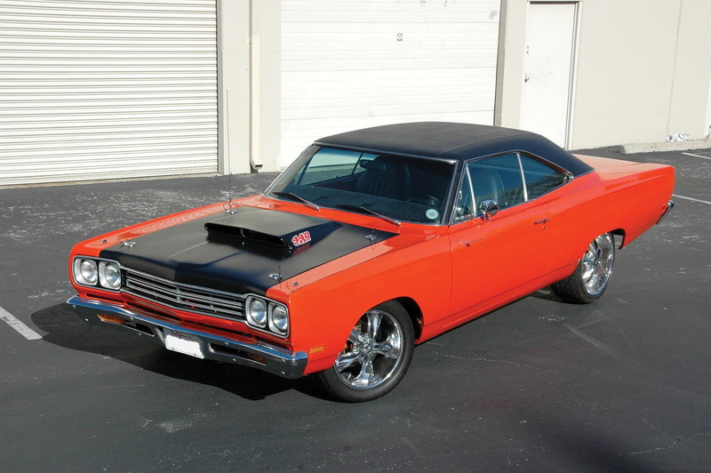 mopar, black roof, classic, cars, runner, road, 1080P, plymouth, orange