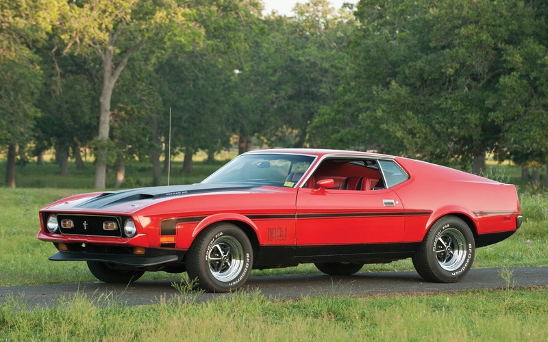 Muscle Car, 1080P, Ford, Ford Mustang Mach 1, Red Car, Fastback, Classic Car