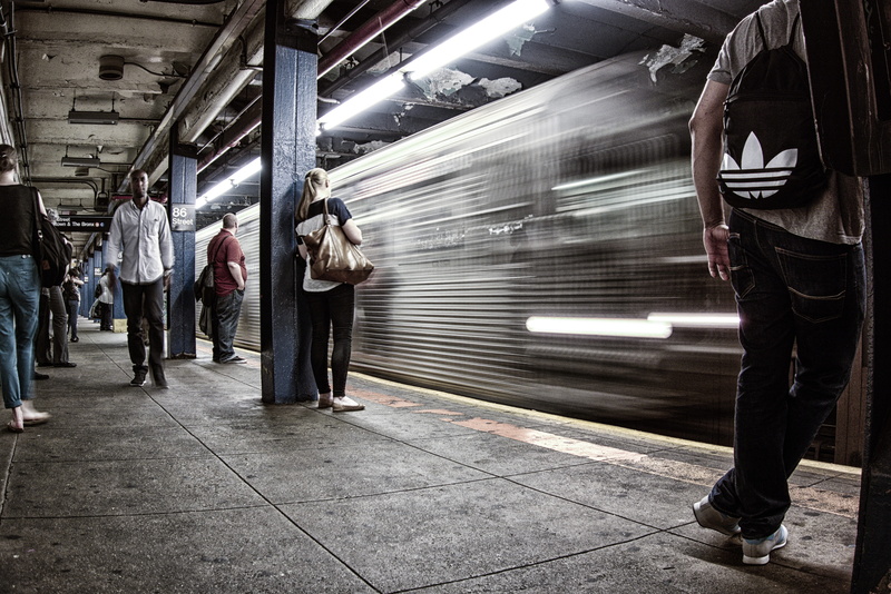 shirt, travel, photography, subway station, beside, people, neck, speed, motion, drawstring, bag, adidas, full length, crew, subway train, indoors, mode of transportation