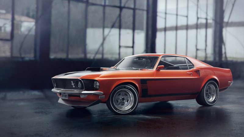 Ford Mustang Boss 302, Muscle Car, Orange Car, 4K, Ford, Car, Ford Mustang, Vehicle