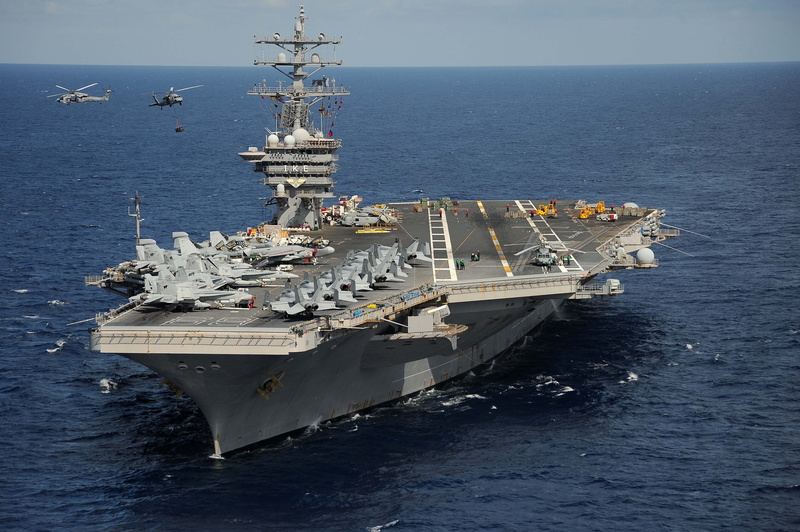 Dwight D. Eisenhower, ship, gray, USS, navy, outdoors, water, day, no people, leaving, mode of transportation, high angle view, industry, shipping, sea