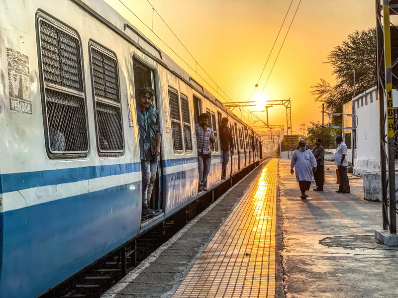real people, train - vehicle, travel, photography, vehicle, plot no.69, humans, 4K, public transportation, sunrise, human, adult, india, rail transportation