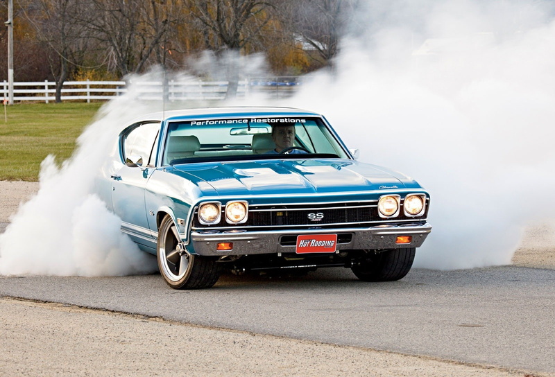 Chevrolet Chevelle, 720P, muscle cars, blue cars, smoke